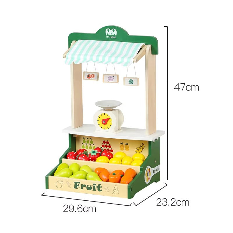 Educational Parent-child Interactive Toy Pretend Play Buy Fruit Food Toy Wooden Fruit Stand Toy