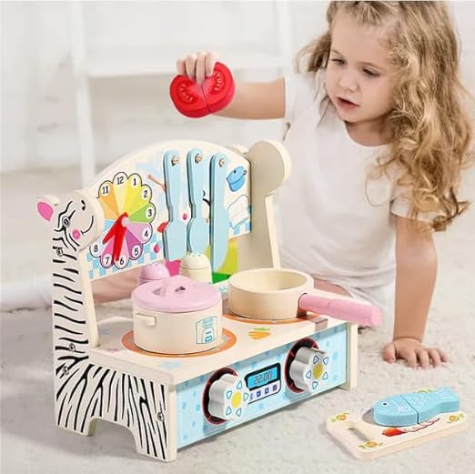 Wooden Mini Animal Kitchen_ Cooking Toys for Kids_ Wooden Kitchen Set for Kids_ Kitchen Toys for Kids