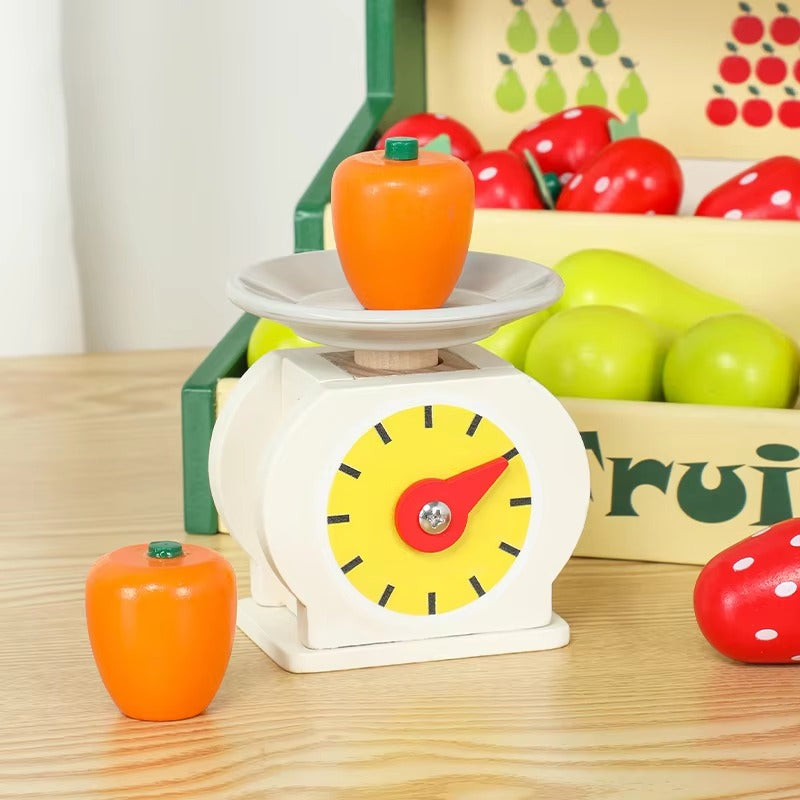 Educational Parent-child Interactive Toy Pretend Play Buy Fruit Food Toy Wooden Fruit Stand Toy
