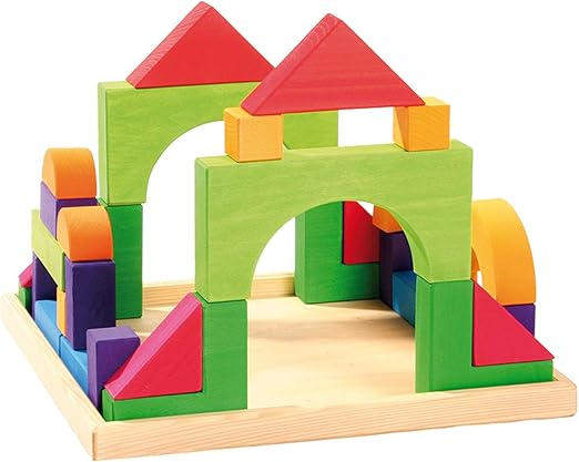 Large Basic Building Set - Handmade Wooden Modular Blocks, 30 Pieces in 17-inch Storage Tray (4x4 Size)