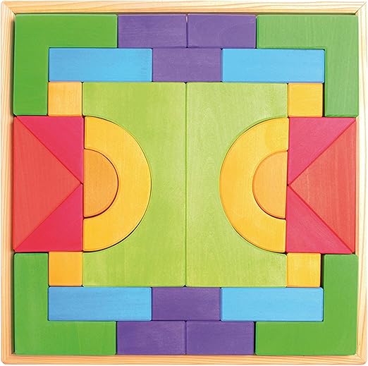 Large Basic Building Set - Handmade Wooden Modular Blocks, 30 Pieces in 17-inch Storage Tray (4x4 Size)