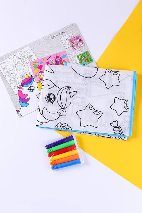 1pc Water Drawing Mat for Kids – 80 x 80 cm | Reusable & Washable Colouring Mat with 6 Sketch Pens