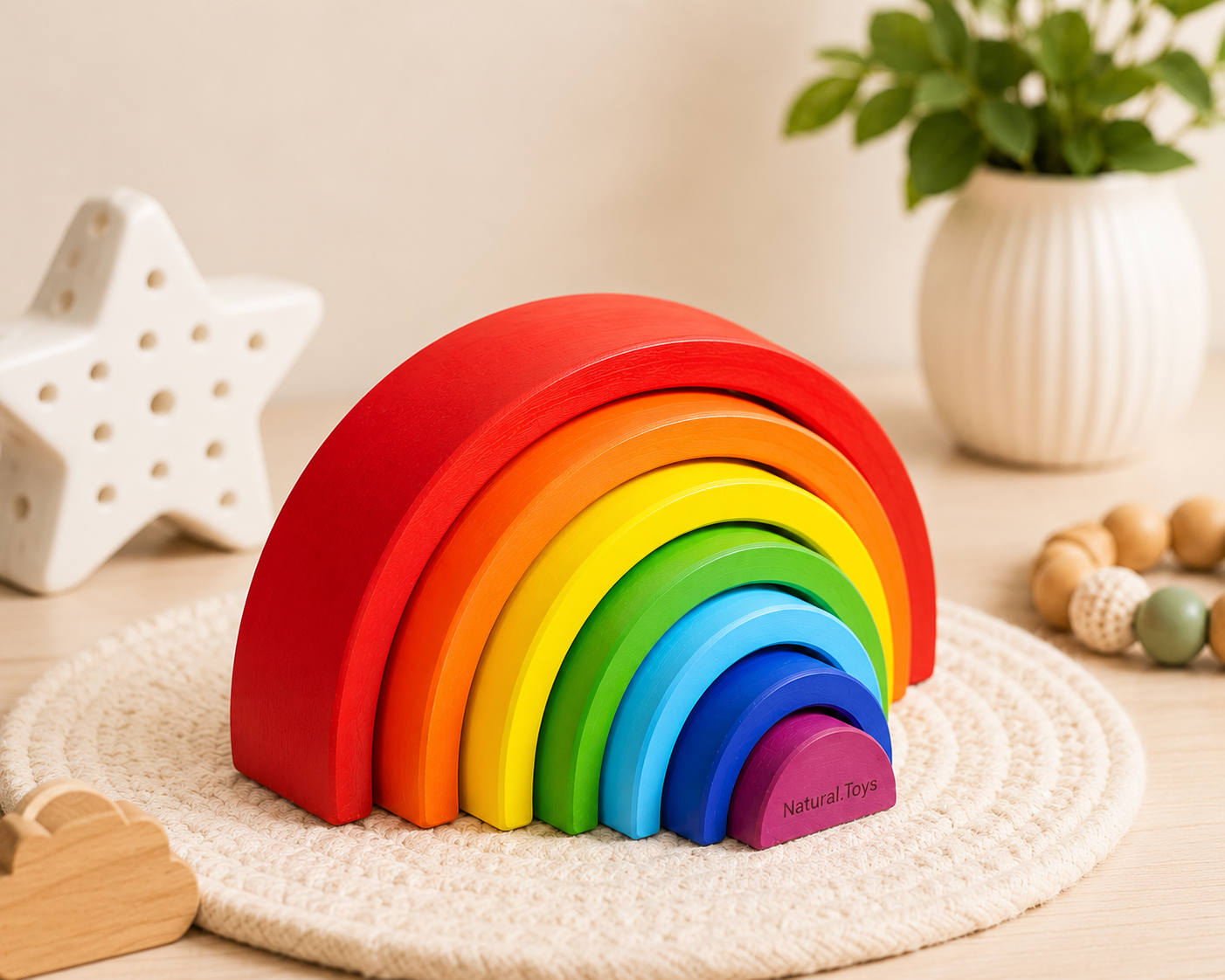 wooden Rainbow Stacker Toy