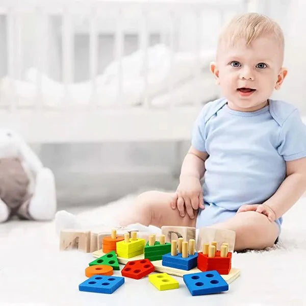 Montessori Wooden Shape Sorter | Fun Stacking Toy for Ages 1+