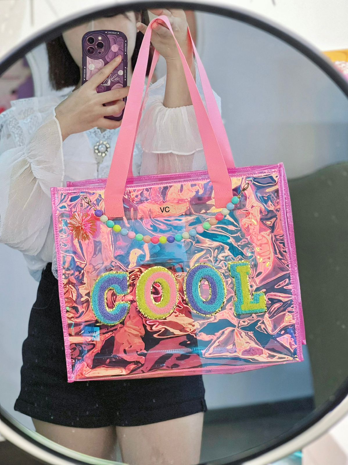 Best Quality Holographic Tote Bag – Perfect for Beach, Swim & Travel! ✨👜