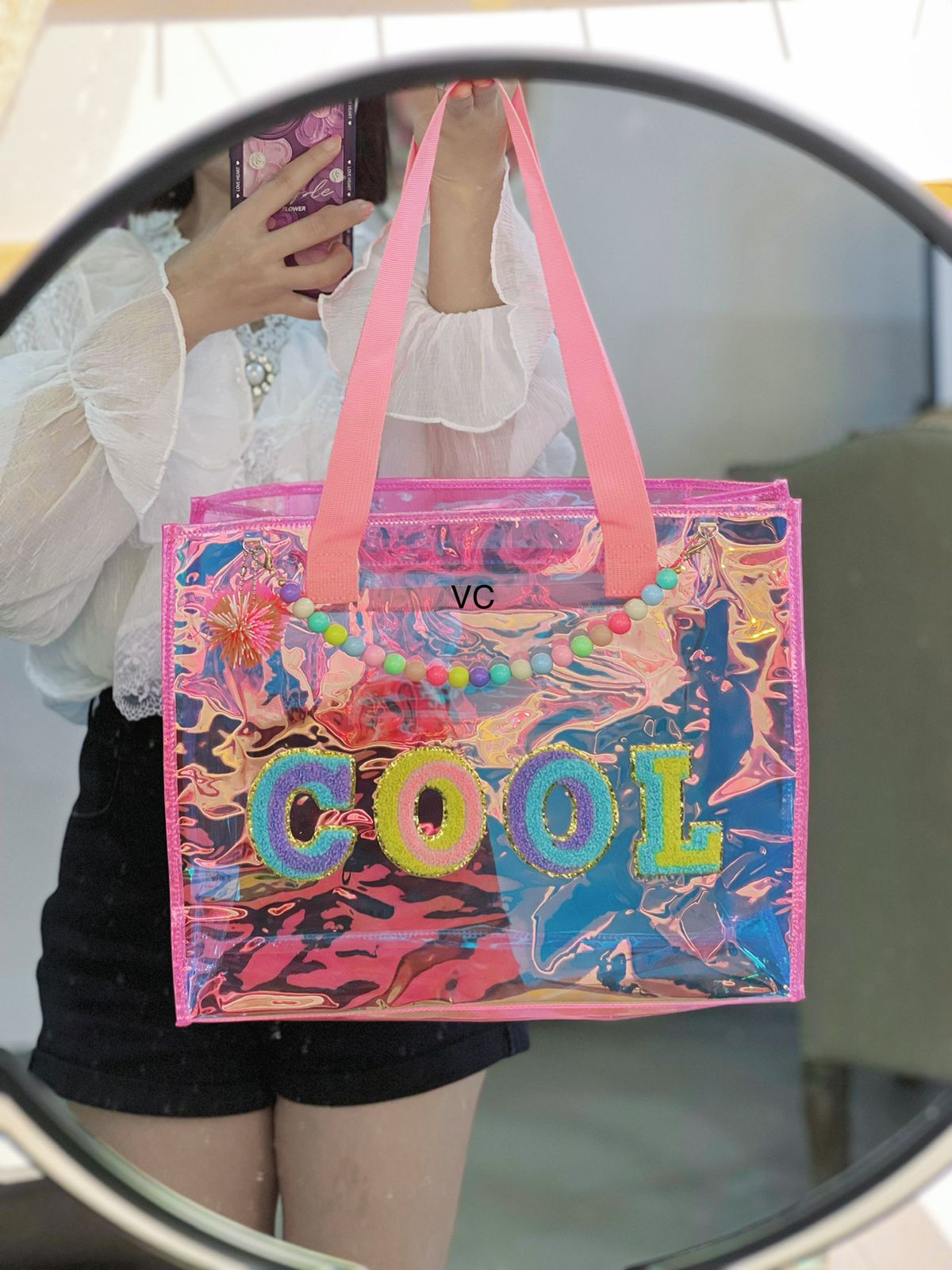 Best Quality Holographic Tote Bag – Perfect for Beach, Swim & Travel! ✨👜