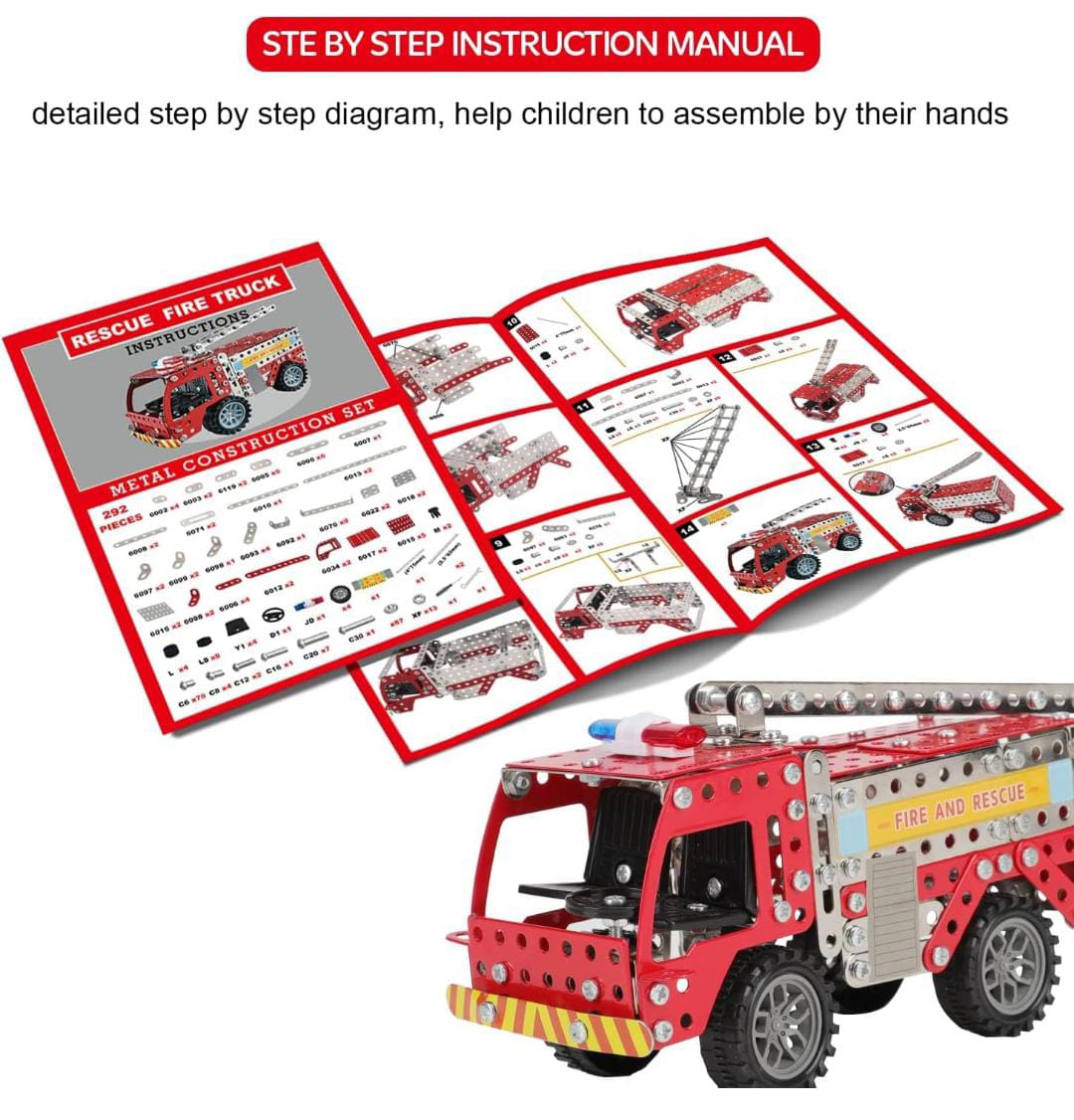 Rescue Fire Truck – 292-Piece DIY Building Set for Kids 🚒🛠️