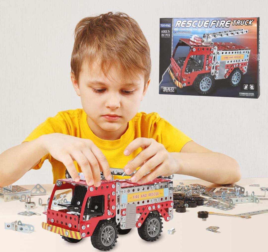 Rescue Fire Truck – 292-Piece DIY Building Set for Kids 🚒🛠️