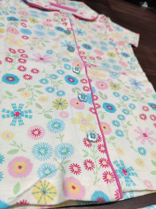 Pure Cotton Short Pant Night Suit for Kids (Age 2–6 Years)