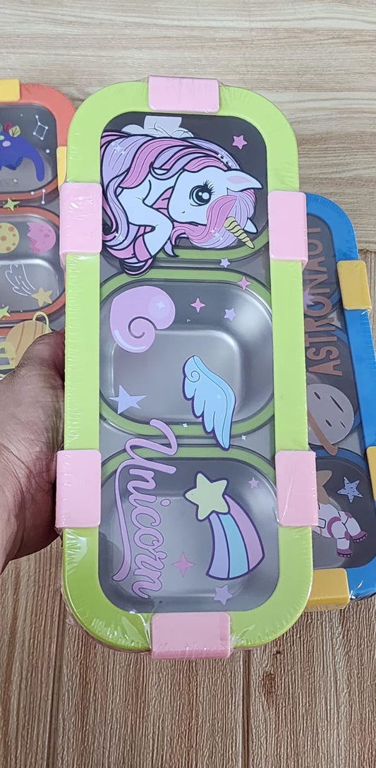 Kids Lunch Box with 2/3 Divided Compartments – Stainless Steel & BPA-Free