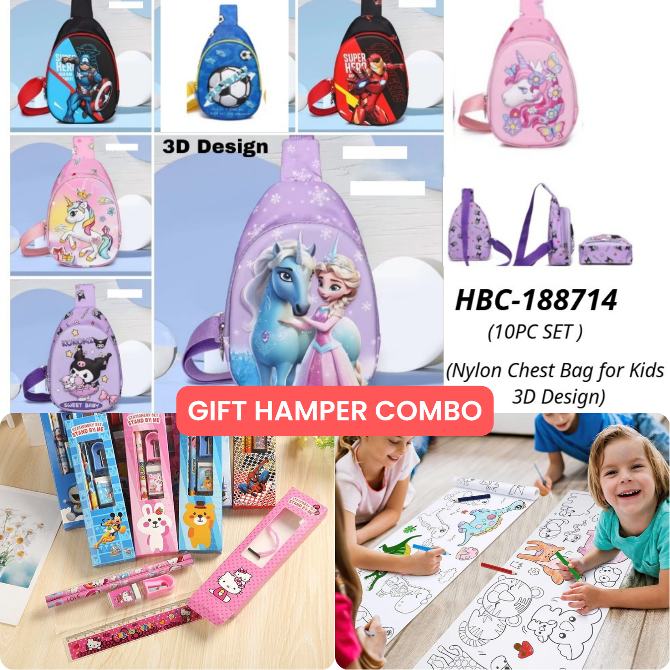 π Kids Gift Hamper β Bag | Stationery Set | Drawing Roll