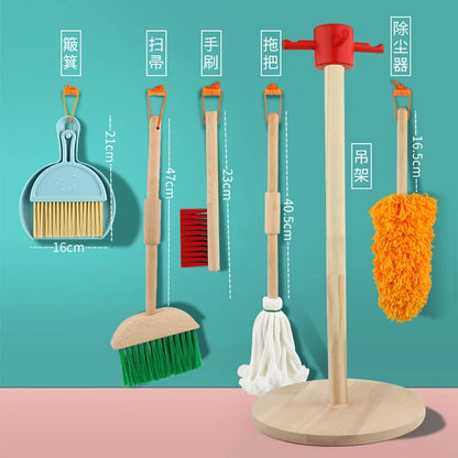 Wooden cleaning tool set