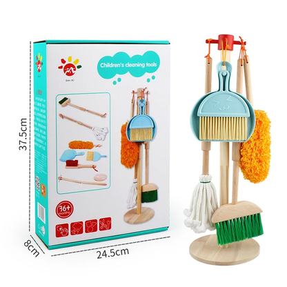 Wooden cleaning tool set