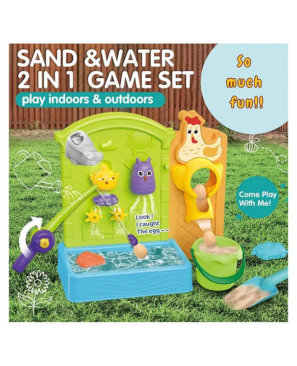 Happy Hues Water & Sand Set for Kids - Indoor and Outdoor Beach Fun Game Toy- Includes Fishing Set, Shovel, and Creative Accessories for Imaginative Play.