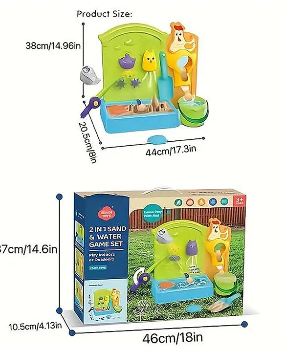 Happy Hues Water & Sand Set for Kids - Indoor and Outdoor Beach Fun Game Toy- Includes Fishing Set, Shovel, and Creative Accessories for Imaginative Play.