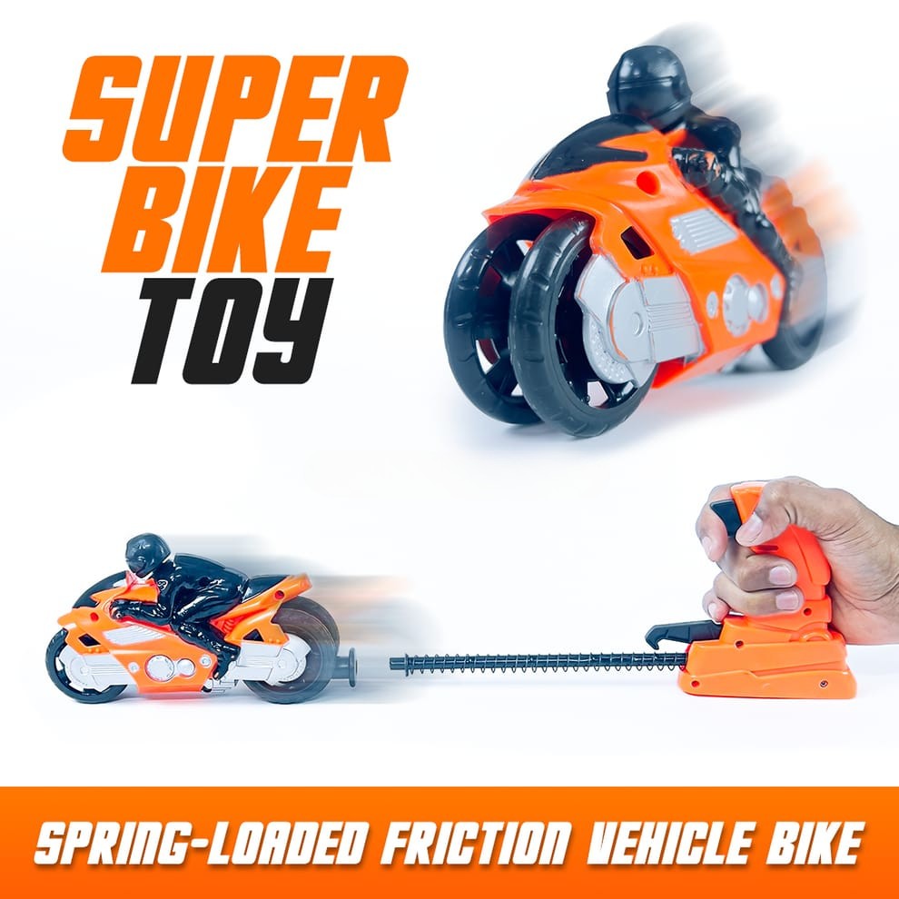 Super Bike Toy with Launcher – Spring-Loaded Friction Motorcycle 🚀🏍️