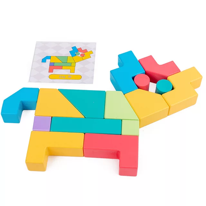 Wooden Magic Blocks Pattern Puzzle