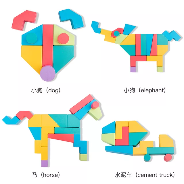 Wooden Magic Blocks Pattern Puzzle