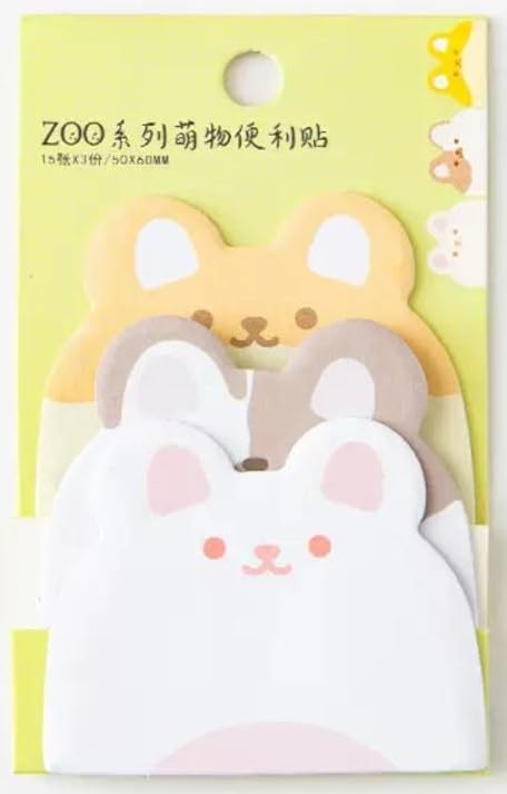 Self-Stick Memo Pads with Cute Animal Designs | Ideal for Students, Office & Gifts | Pack of 6