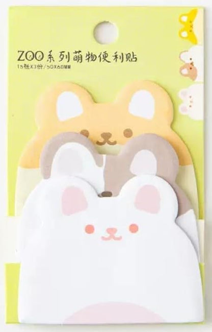 Self-Stick Memo Pads with Cute Animal Designs | Ideal for Students, Office & Gifts | Pack of 6