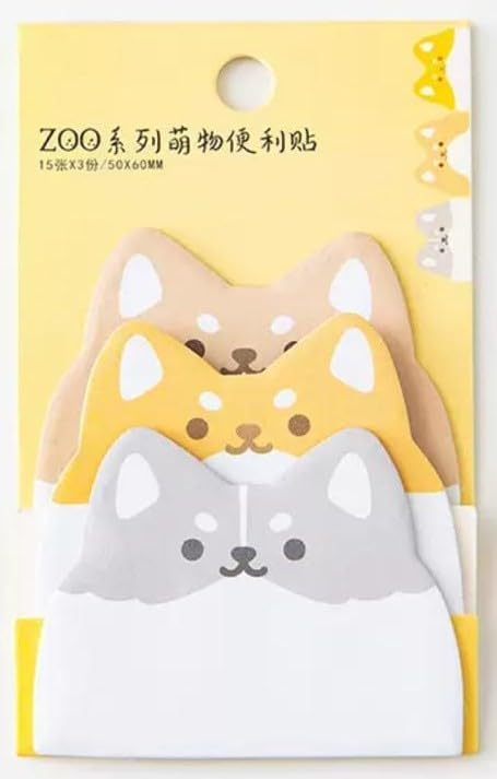 Self-Stick Memo Pads with Cute Animal Designs | Ideal for Students, Office & Gifts | Pack of 6