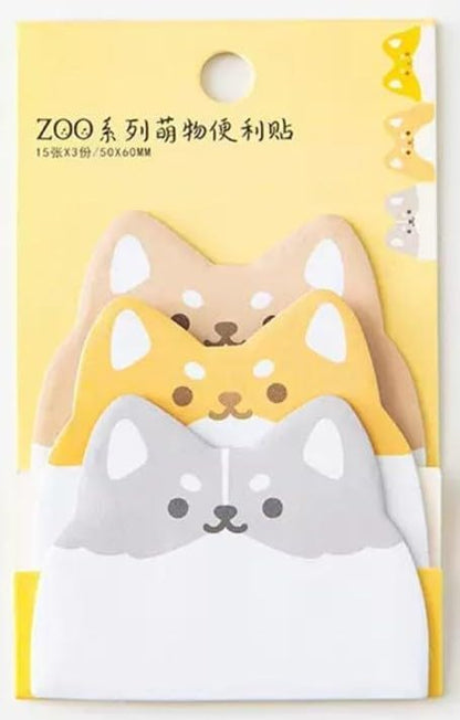 Self-Stick Memo Pads with Cute Animal Designs | Ideal for Students, Office & Gifts | Pack of 6