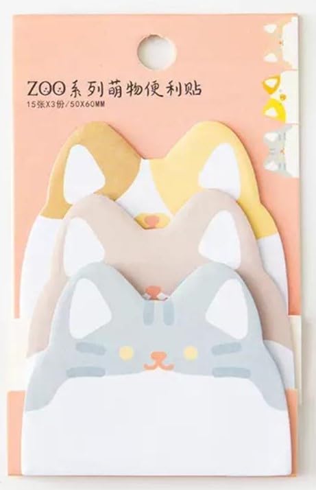 Self-Stick Memo Pads with Cute Animal Designs | Ideal for Students, Office & Gifts | Pack of 6