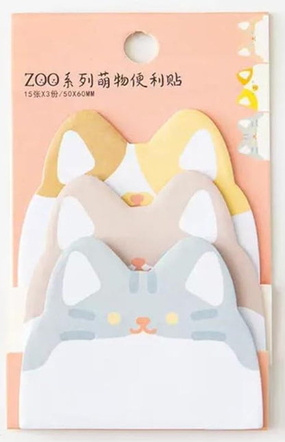 Self-Stick Memo Pads with Cute Animal Designs | Ideal for Students, Office & Gifts | Pack of 6