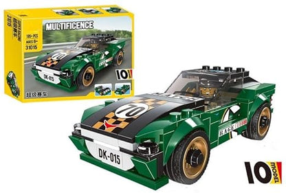 Bricks Racing Multificence Block Kit | 195+ Pieces | 10-in-1 Car Building Set for Kids (Age 6+)