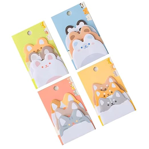 Self-Stick Memo Pads with Cute Animal Designs | Ideal for Students, Office & Gifts | Pack of 6