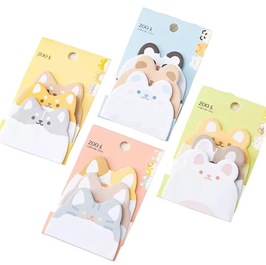 Self-Stick Memo Pads with Cute Animal Designs | Ideal for Students, Office & Gifts | Pack of 6