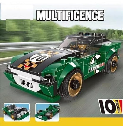 Bricks Racing Multificence Block Kit | 195+ Pieces | 10-in-1 Car Building Set for Kids (Age 6+)