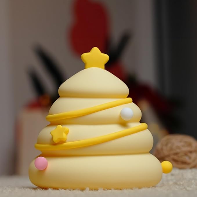 Christmas Tree Silicone Night Light | Rechargeable & Dimmable Touch Lamp (3 Brightness Levels)