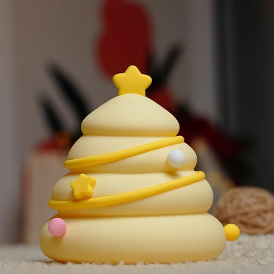 Christmas Tree Silicone Night Light | Rechargeable & Dimmable Touch Lamp (3 Brightness Levels)