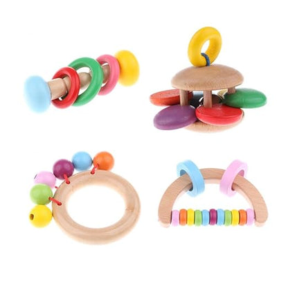 Wooden Baby Rattle Educational Grasping Rattles Montessori Toys - Wooden & Handcrafted Toys