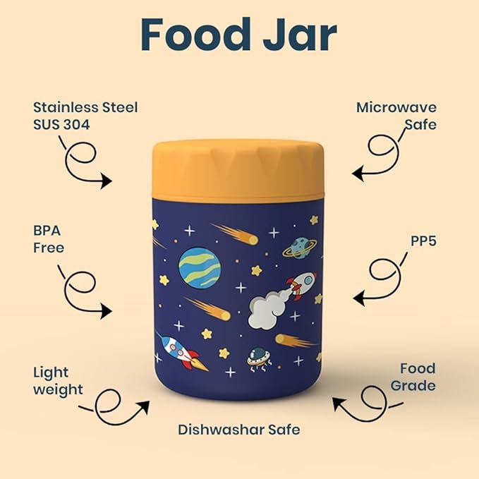 Kids 480ml Stainless Steel Food Jar – 304 Vacuum Insulated, BPA-Free Lunch Thermos.