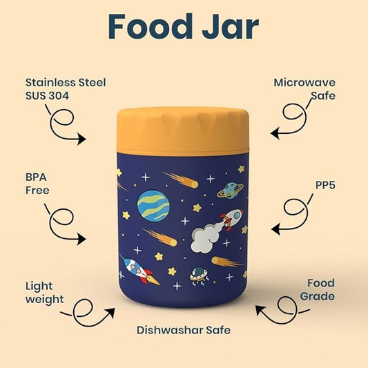 Kids 480ml Stainless Steel Food Jar – 304 Vacuum Insulated, BPA-Free Lunch Thermos.