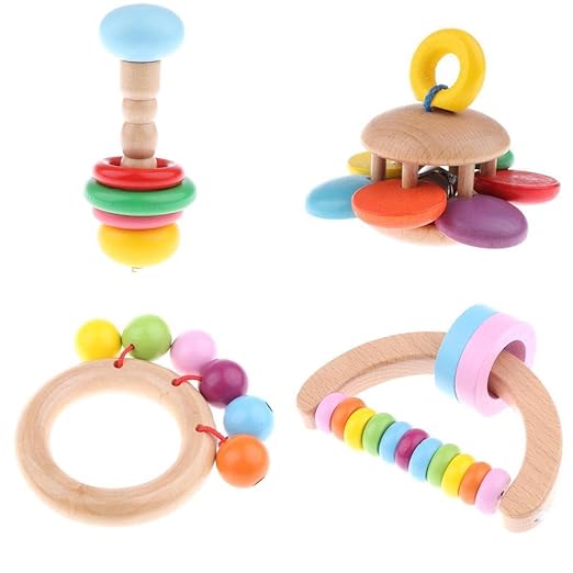 Wooden Baby Rattle Educational Grasping Rattles Montessori Toys - Wooden & Handcrafted Toys