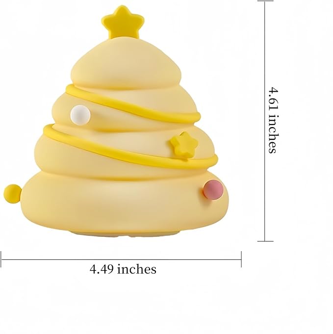 Christmas Tree Silicone Night Light | Rechargeable & Dimmable Touch Lamp (3 Brightness Levels)