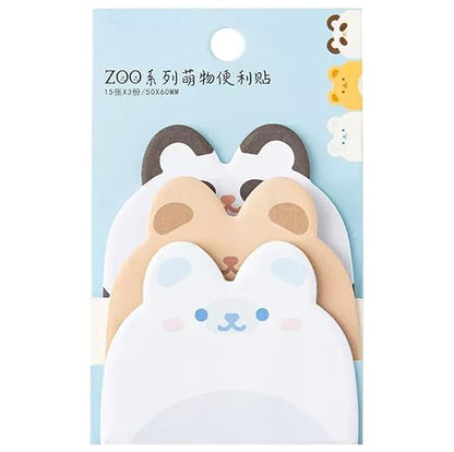Self-Stick Memo Pads with Cute Animal Designs | Ideal for Students, Office & Gifts | Pack of 6