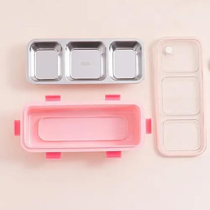 3-Compartment Bento Lunch Box for Adults & Kids | Leakproof Stainless Steel Food Container with Lid | BPA-Free