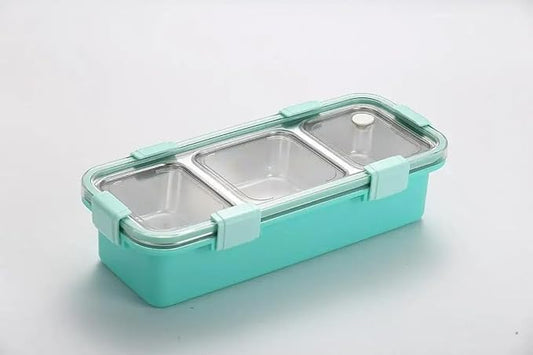 3-Compartment Bento Lunch Box for Adults & Kids | Leakproof Stainless Steel Food Container with Lid | BPA-Free