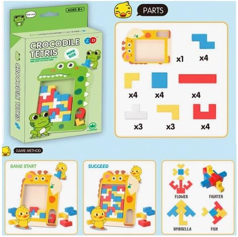 Crocodile Tetris Puzzles Building Blocks Tetris Brain Teasers Educational Gift Intelligence Puzzle Game for Kids Girls & Boys (Pack of 1)