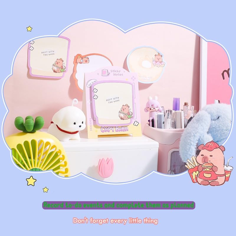Cute Capybara Sticky Notes Set | 3D Colorful Page Sticky Notes (120 Sheets)