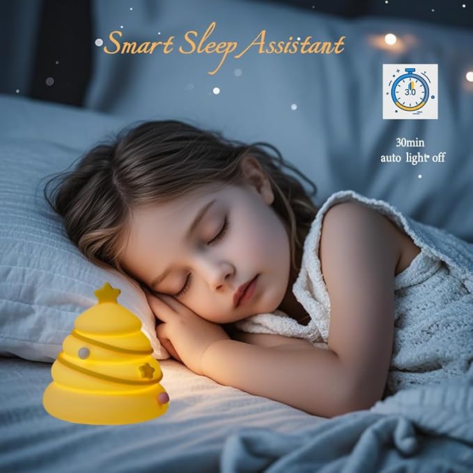 Christmas Tree Silicone Night Light | Rechargeable & Dimmable Touch Lamp (3 Brightness Levels)