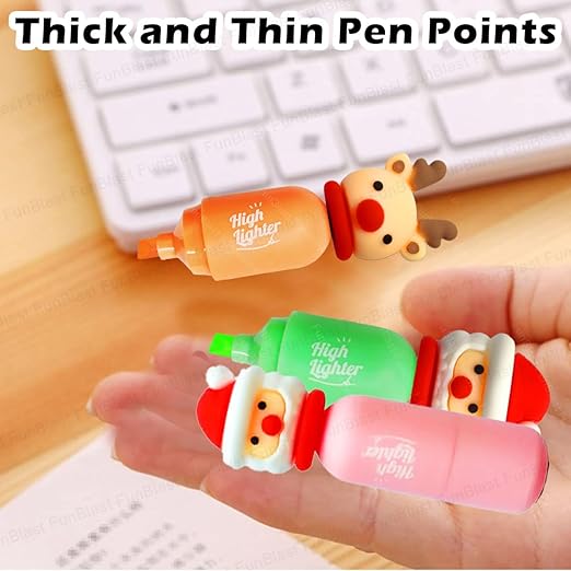 Christmas Theme Highlighter Set (6 pcs) – Bright Colors, Festive Fun!