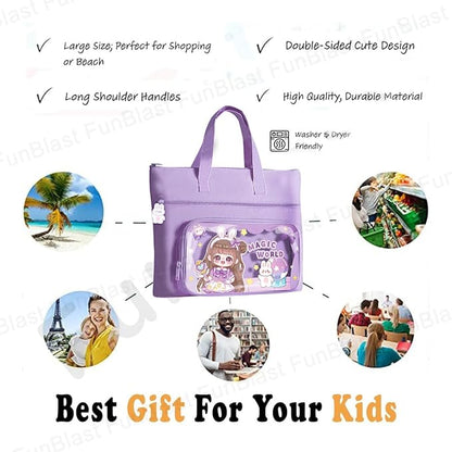 Canvas Carrying Hand Bag – Multi-Purpose Bag, Shopping Bag, Tote Bag, Vegetable Bag, Lunch Bag, Travel Bag with Handle Strap and Zipper, Water-Proof Reusable Bag