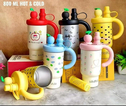 AS Stainless Steel Light Bulb Tumbler with Straw & Lid (Red) | Stylish Ice Cup for Drinks & Smoothies