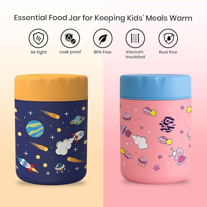Kids 480ml Stainless Steel Food Jar – 304 Vacuum Insulated, BPA-Free Lunch Thermos.