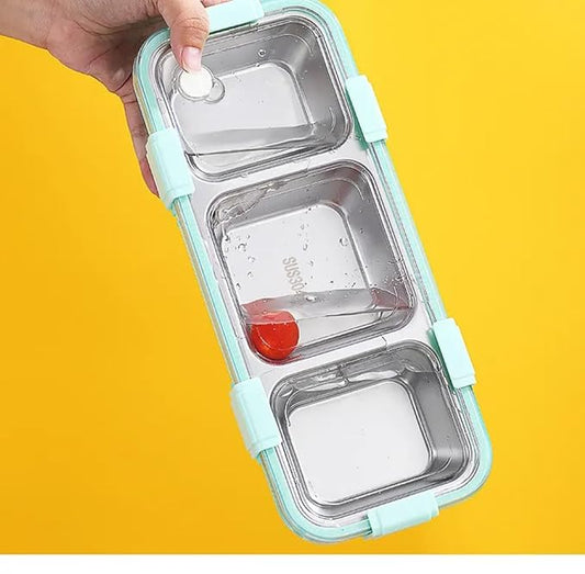 3-Compartment Bento Lunch Box for Adults & Kids | Leakproof Stainless Steel Food Container with Lid | BPA-Free